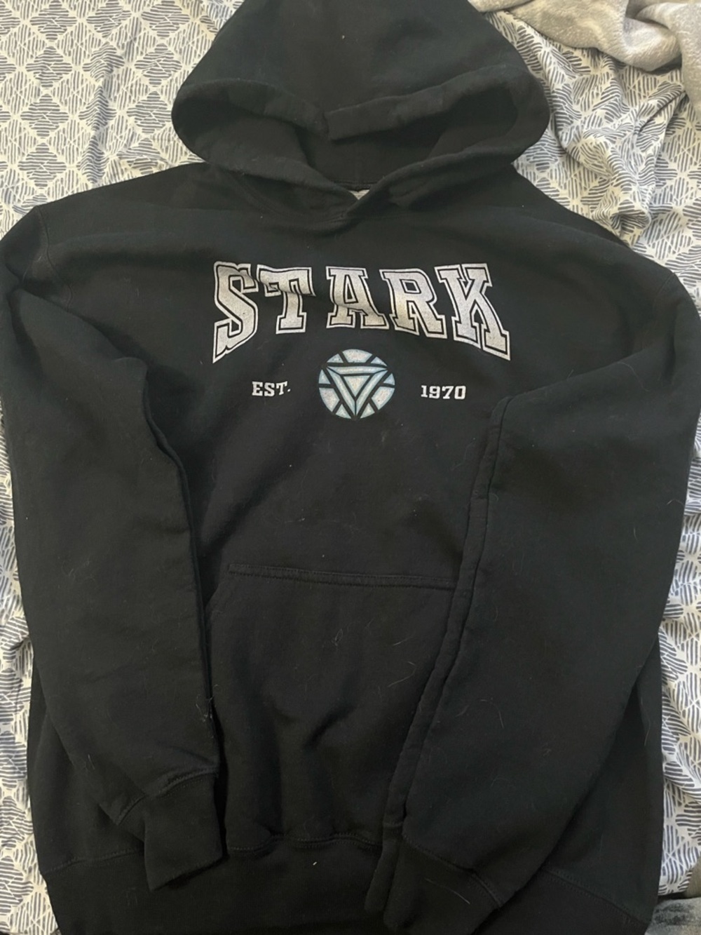 Iron Man Tony Stark Black Pullover Hoodie Vintage Look Graphic Men's Sweatshirt